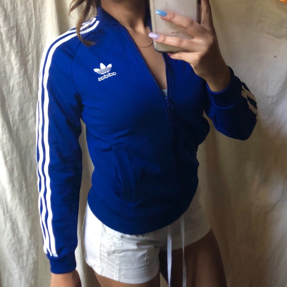 Adidas Bright Blue Track Jacket.
